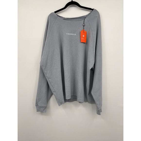 YOUNGLA Oversized Sweatshirt Crewneck Long Sleeve Grey XL - Picture 2 of 8